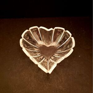 Mikasa Heart Crystal Bowl Dish Etched Floral Vintage Valentine